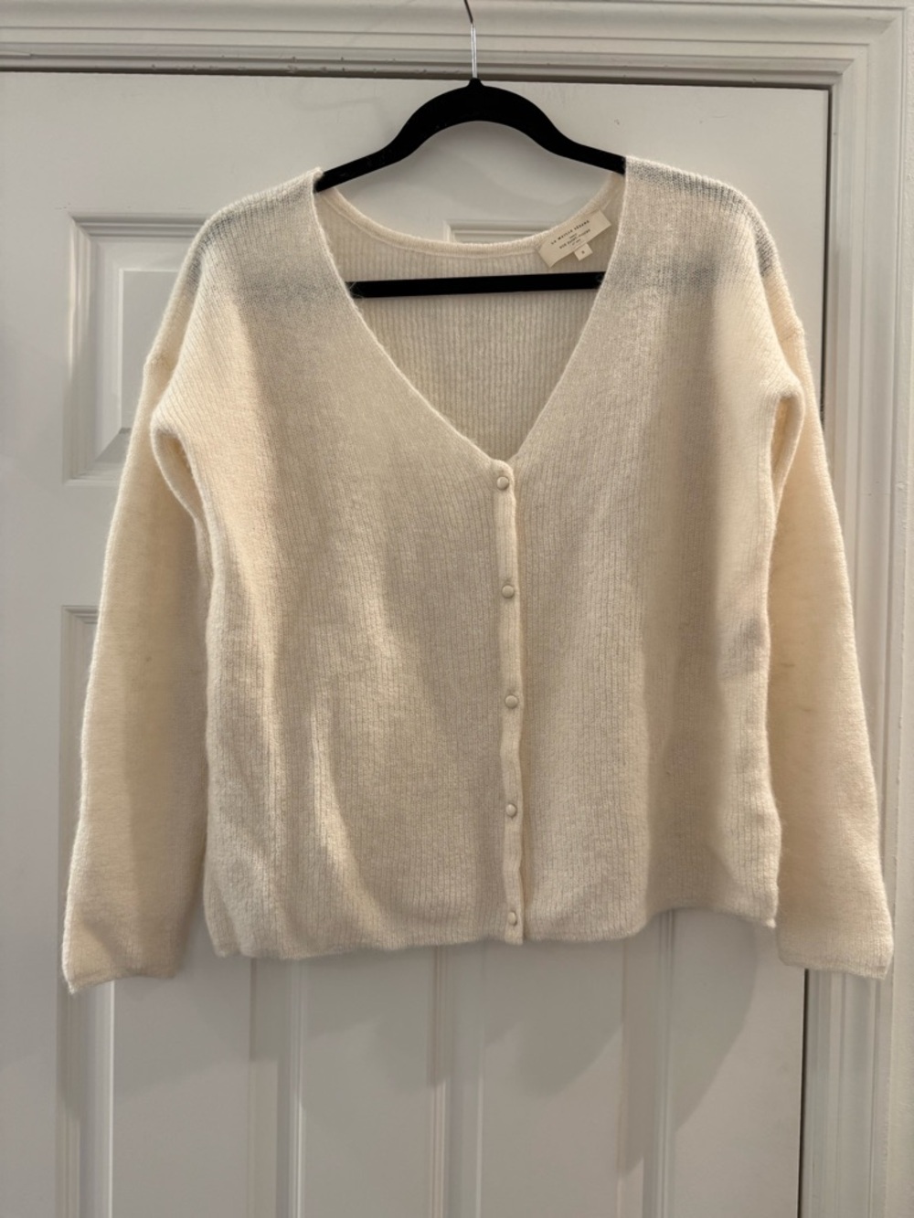 Sezane Barry Cardigan Ecru Cream Mohair Alpaca Button Front Sweater Small - Picture 7 of 11